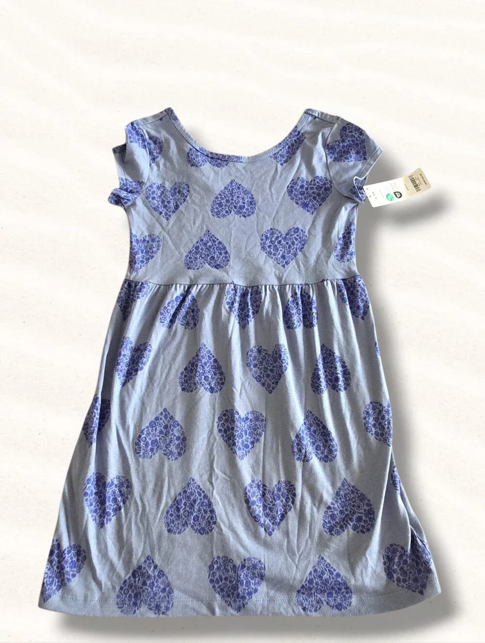 Carter's Kid Blue Dress with Blue Floral Hearts  cotton NWT Girl's Size 6/6X